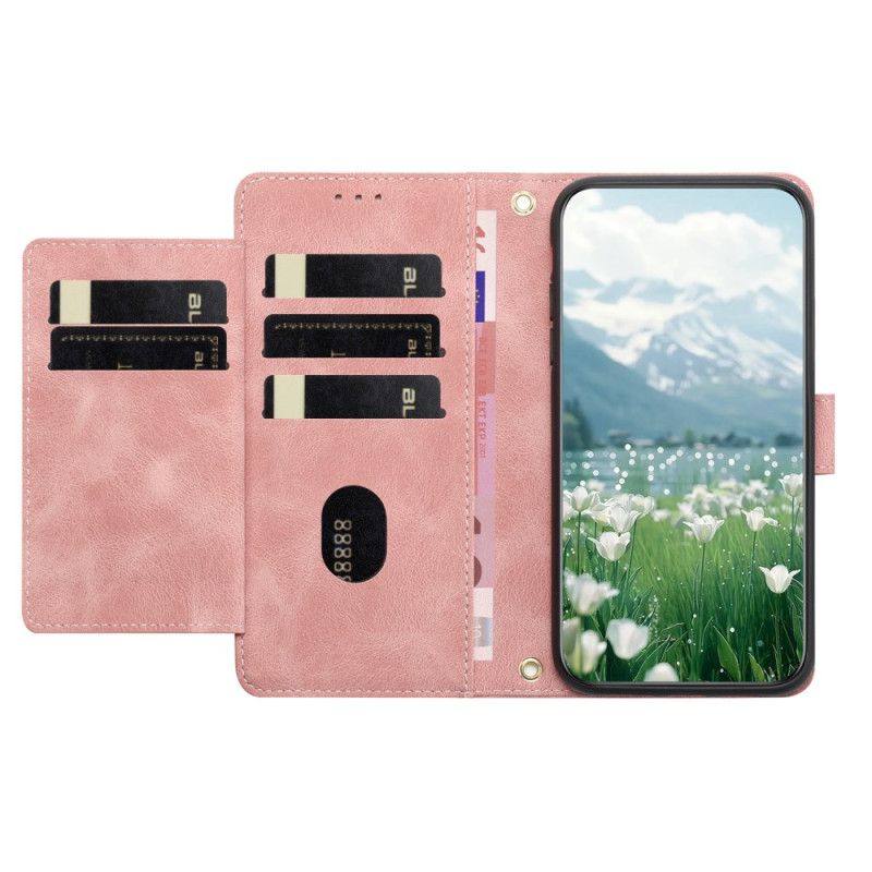 Folio Deksel Oppo Reno 14 5g Blomstermønster I Semsket Skinn Beskyttelse Deksel