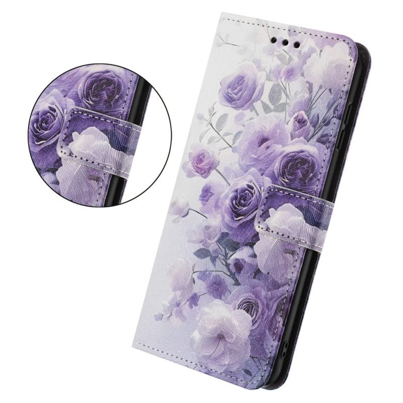 Folio Deksel Oppo Reno 14 5g Fiolette Blomster Beskyttelse Deksel