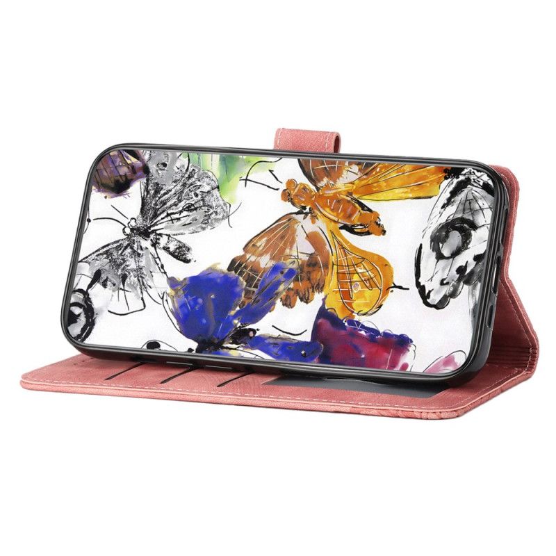 Folio Deksel Oppo Reno 14 5g Sommerfugler Med Semsket Skinneffekt