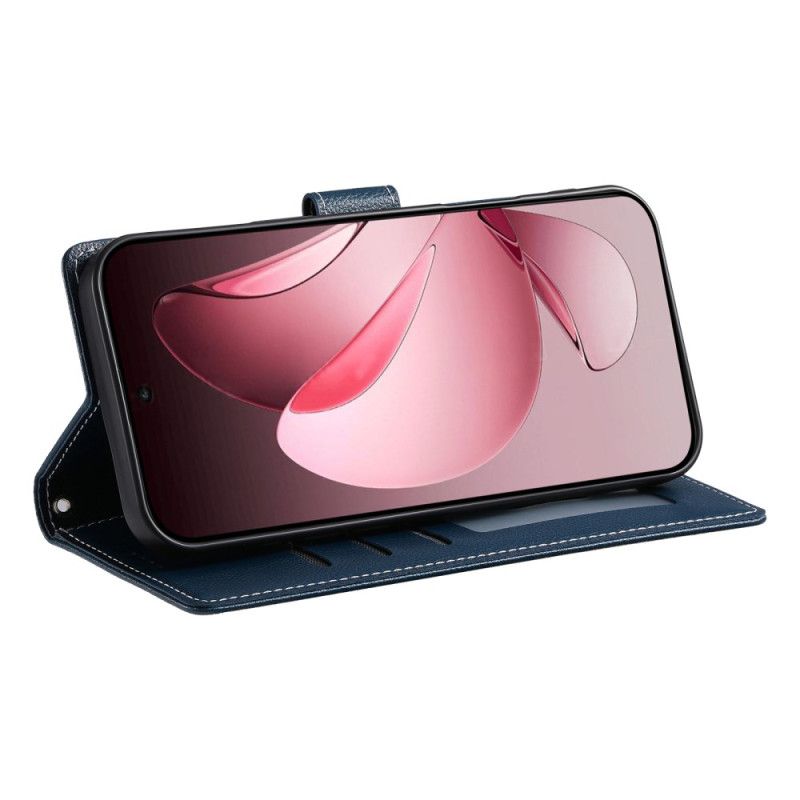 Lærdeksel Folio Deksel Oppo Reno 14 5g Mobildeksel Ensfarget Skinneffekt