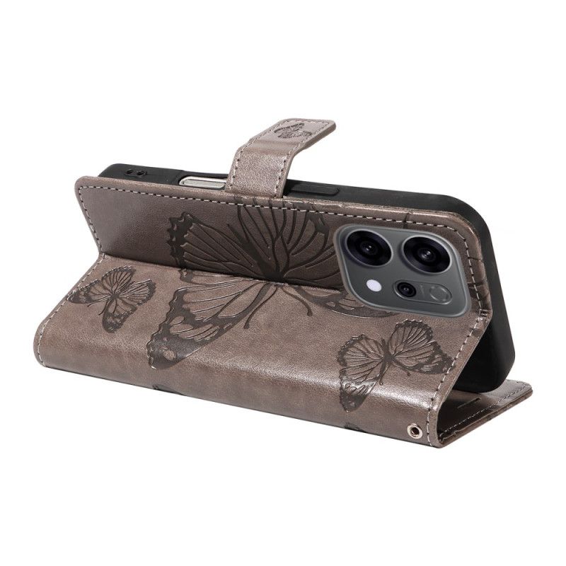 Lærdeksel Folio Deksel Oppo Reno 14 5g Mobildeksel Kjempestore Sommerfugler