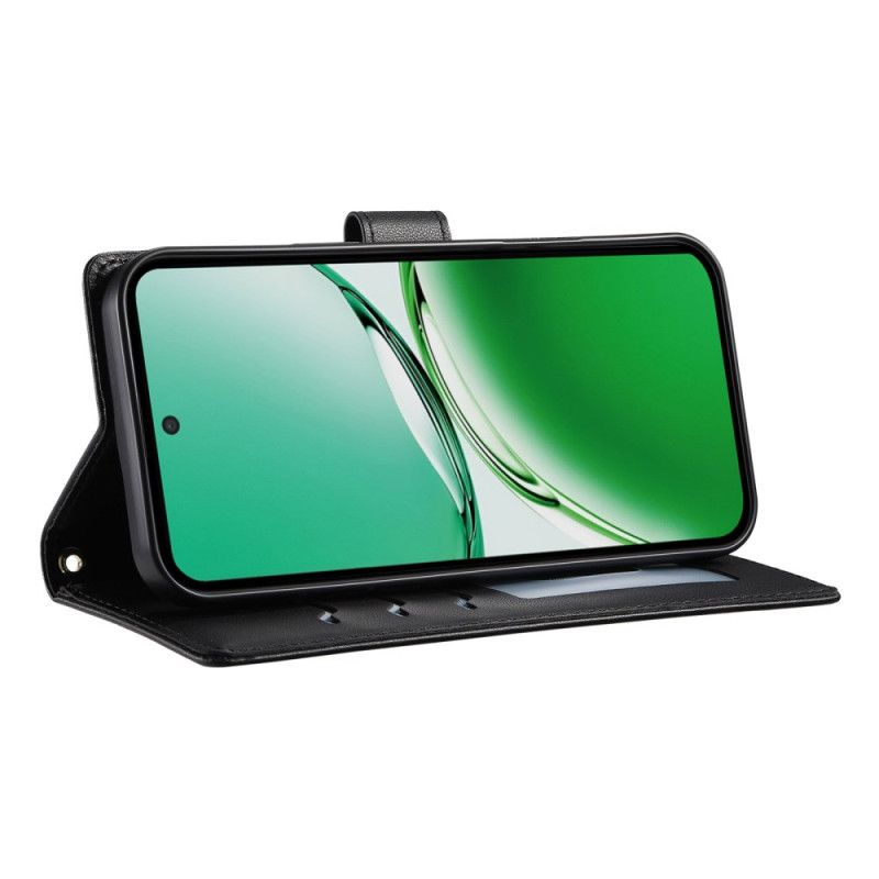 Lærdeksel Folio Deksel Oppo Reno 14 5g Vattert Stil Med Stropp Og Skulderstropp