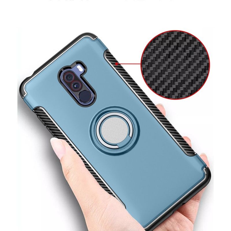 Deksel Xiaomi Pocophone F1 Svart Karbonfiber Magnetisk Ring