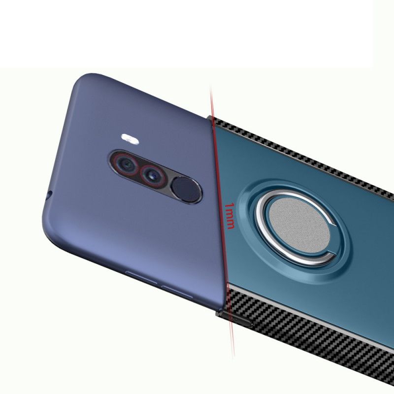Deksel Xiaomi Pocophone F1 Svart Karbonfiber Magnetisk Ring