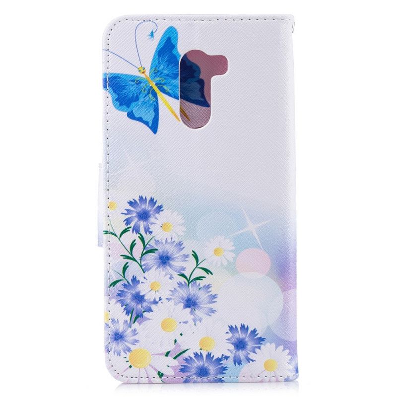 Folio Deksel Xiaomi Pocophone F1 Magenta Malte Sommerfugler Og Blomster