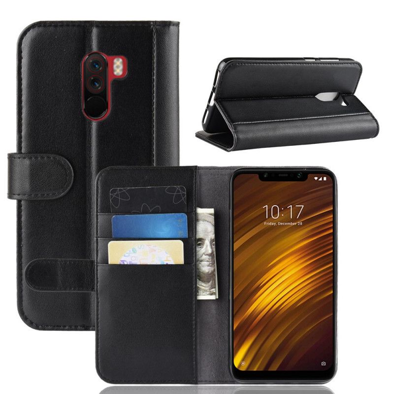 Folio Deksel Xiaomi Pocophone F1 Svart Delt Skinn