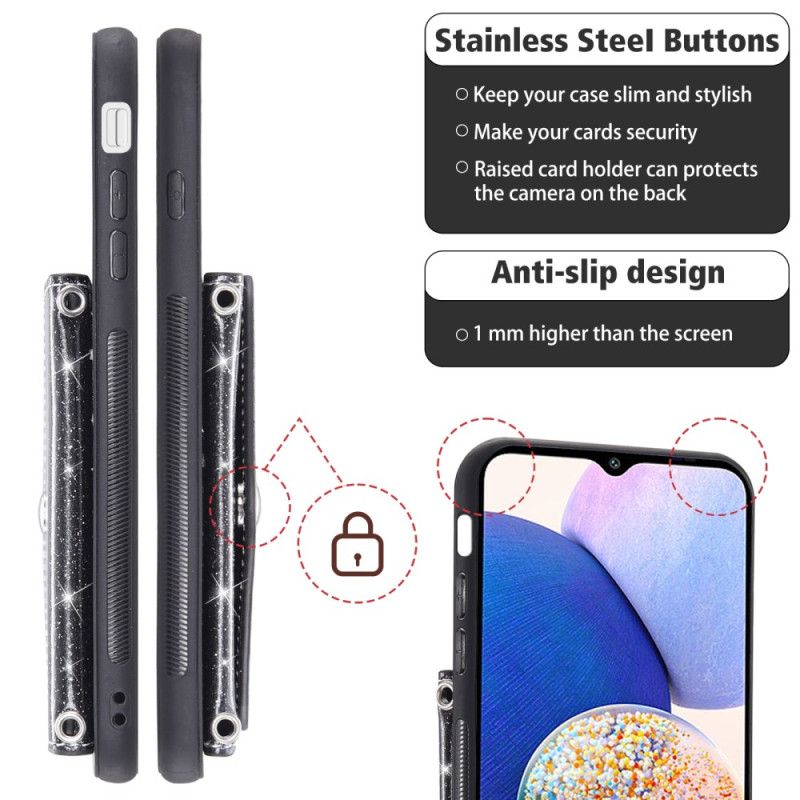 Deksel Til Samsung Galaxy S26 Glitterkortholder Og Skulderstropp