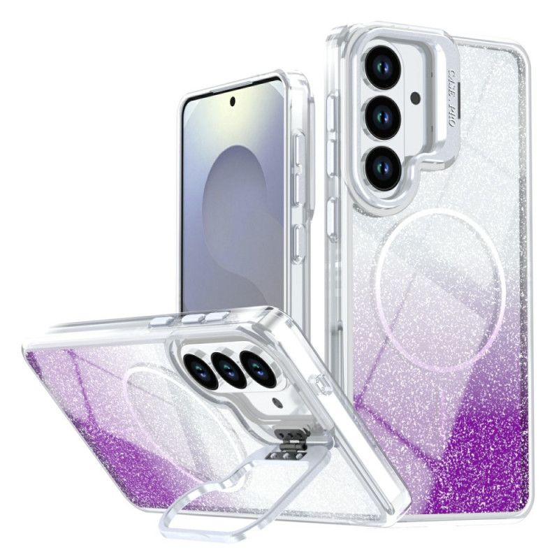 Deksel Til Samsung Galaxy S26 Magnetisk Med Gradientglitter Og Sammenleggbart Stativ