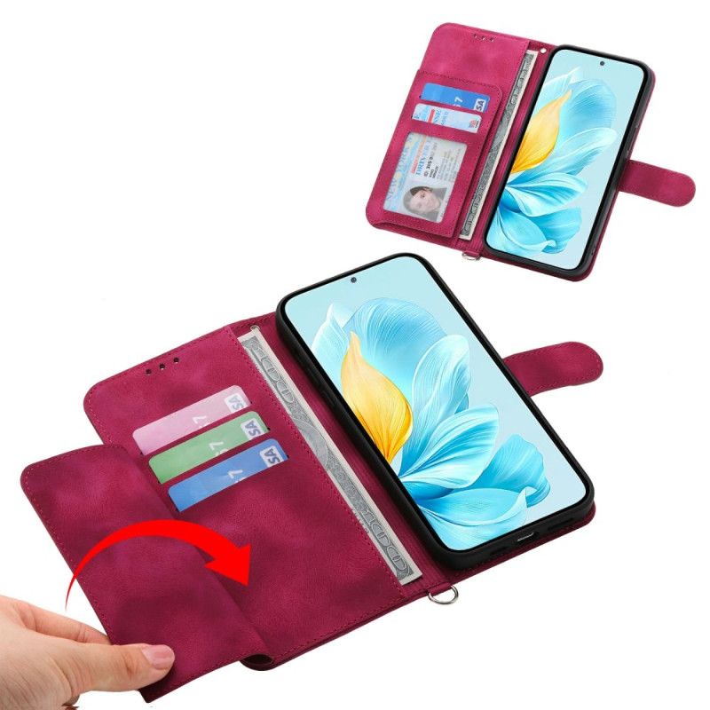 Folio Deksel Samsung Galaxy S26 Blomstermønster I Semsket Skinneffekt Med Stropper Beskyttelse Deksel