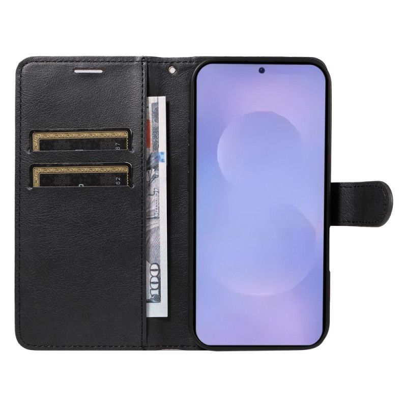 Folio Deksel Samsung Galaxy S26 Ensfarget Imitasjon I Skinn