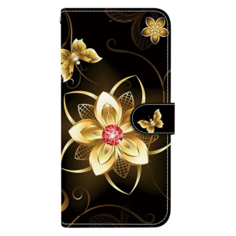 Folio Deksel Samsung Galaxy S26 Gyllen Blomst