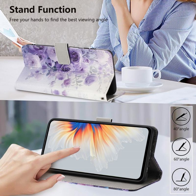 Lærdeksel Folio Deksel Samsung Galaxy S26 Lilla Roser