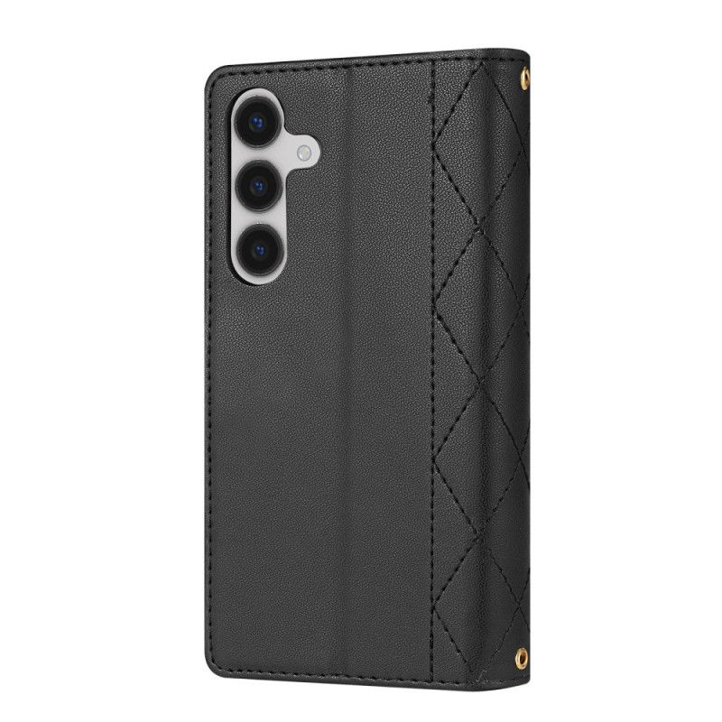 Lærdeksel Folio Deksel Samsung Galaxy S26 Mobildeksel Vattert Med Justerbar Skulderstropp