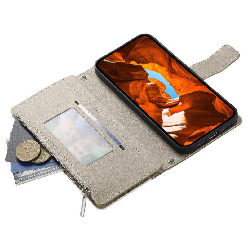 Lærdeksel Folio Deksel Samsung Galaxy S26 Tofarget Lommebok Med Stropper