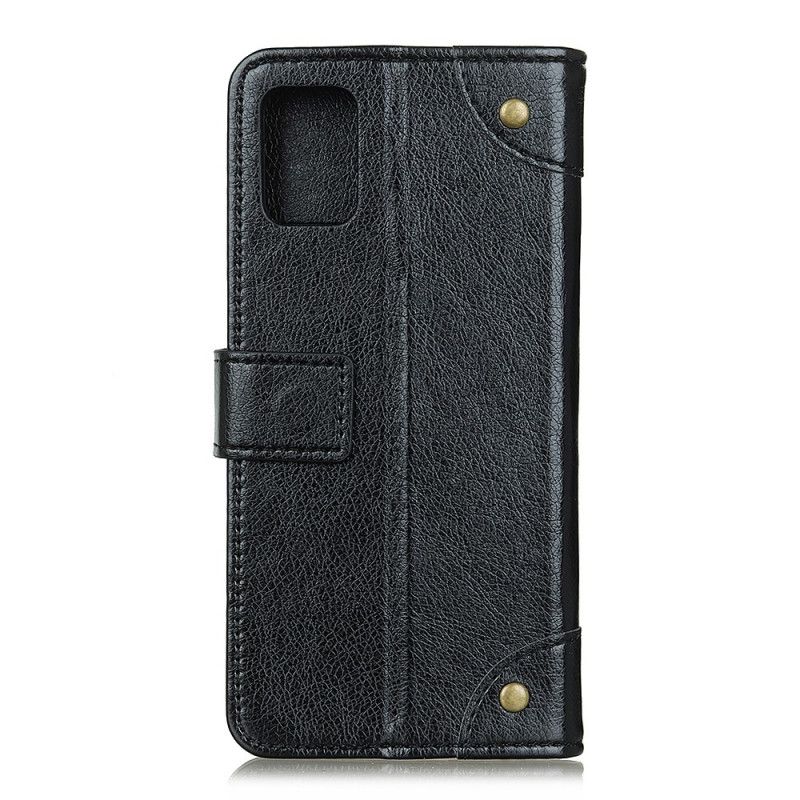 Folio Deksel for Xiaomi Mi 10 Lite Svart Antikk Nappalæreffekt