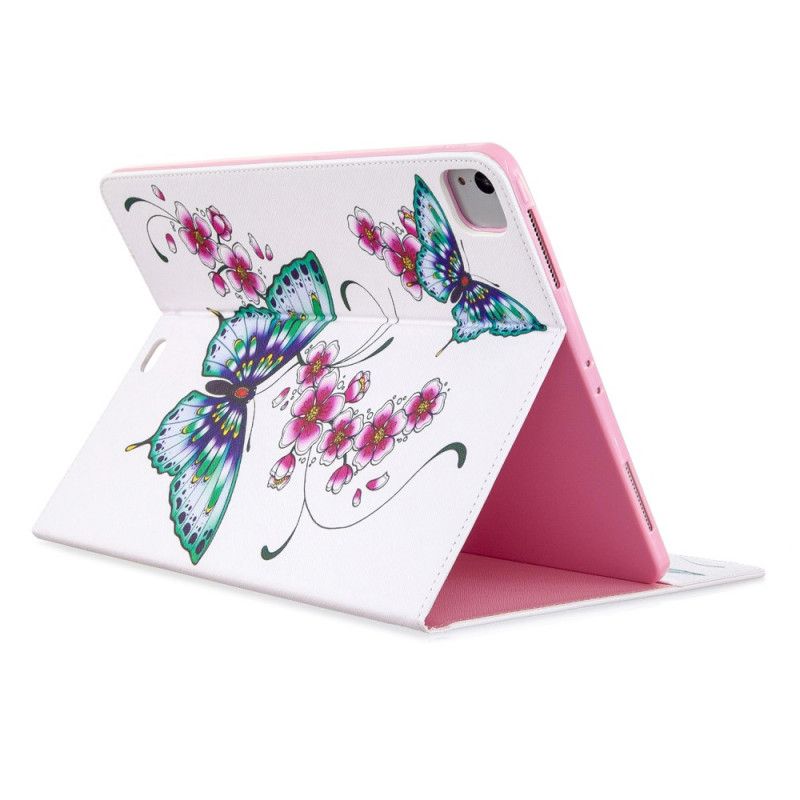 Folio Deksel iPad Pro 12.9" (2018) (2020) Rosa Sommerfuglemønster Anti-fall