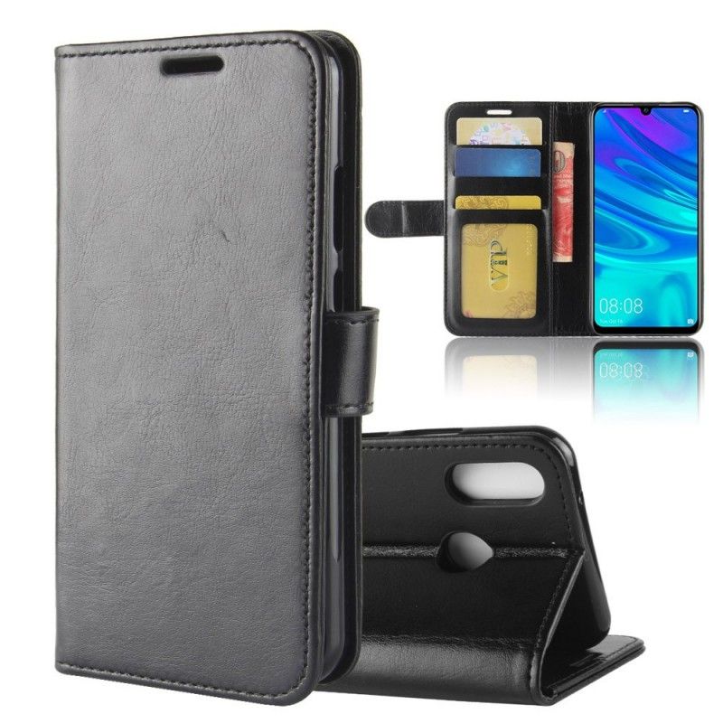 Lærdeksel Folio Deksel Huawei Y7 2019 Svart Mobildeksel Ultra Imitert Skinn