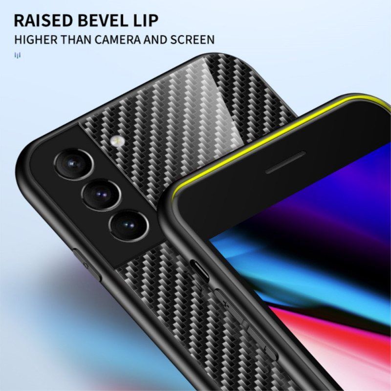 Deksel Til Samsung Galaxy S22 5G Karbonfiber Herdet Glass