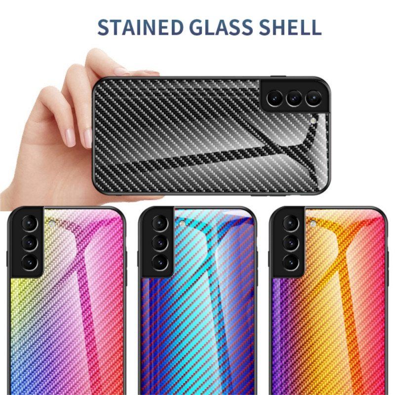 Deksel Til Samsung Galaxy S22 5G Karbonfiber Herdet Glass