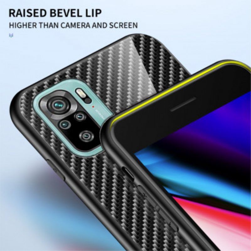 Deksel Til Xiaomi Redmi Note 10 / 10S Karbonfiber Herdet Glass