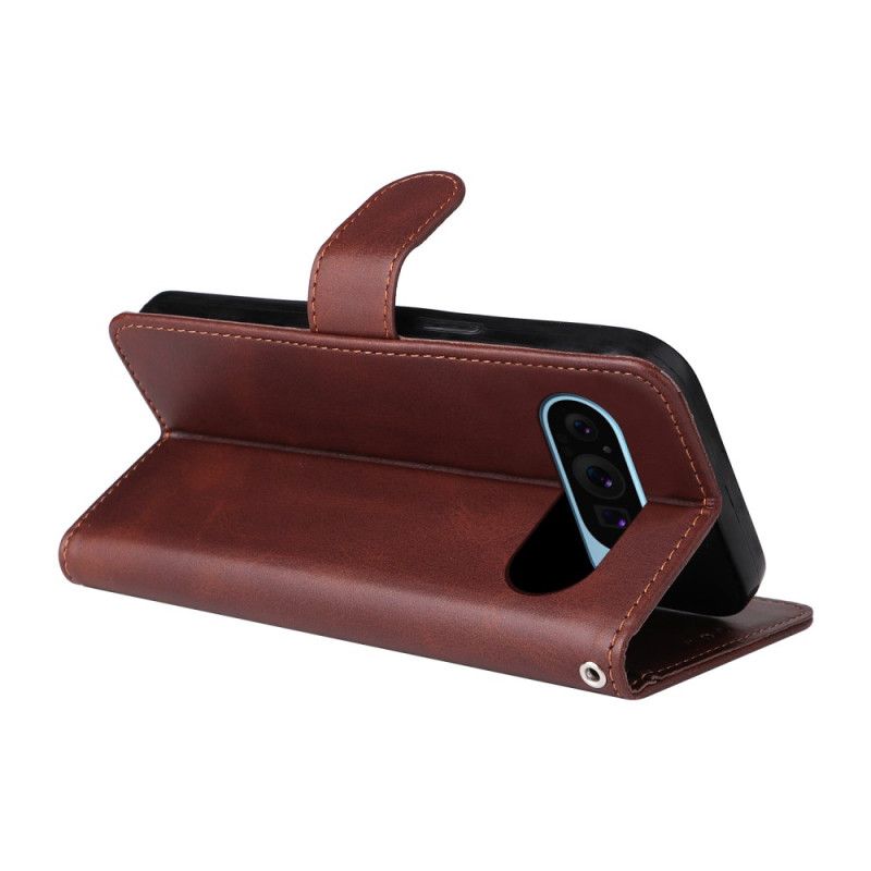 Folio Deksel Til Google Pixel 10 / 10 Pro Ensfarget Skinn-stil Med Stropp