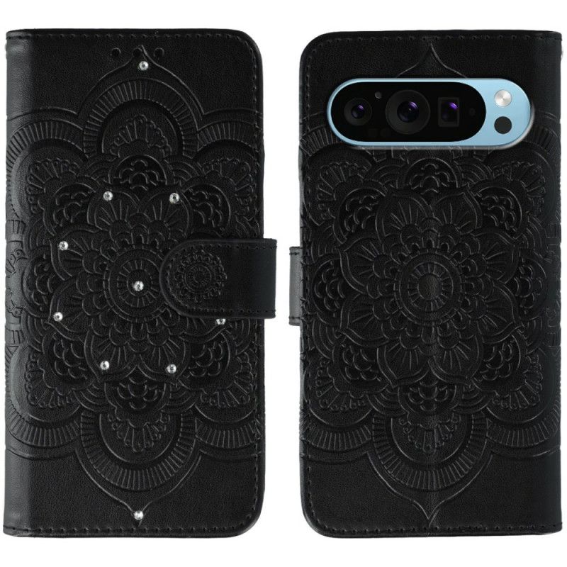 Folio Deksel Til Google Pixel 10 / 10 Pro Rhinestone Mandala