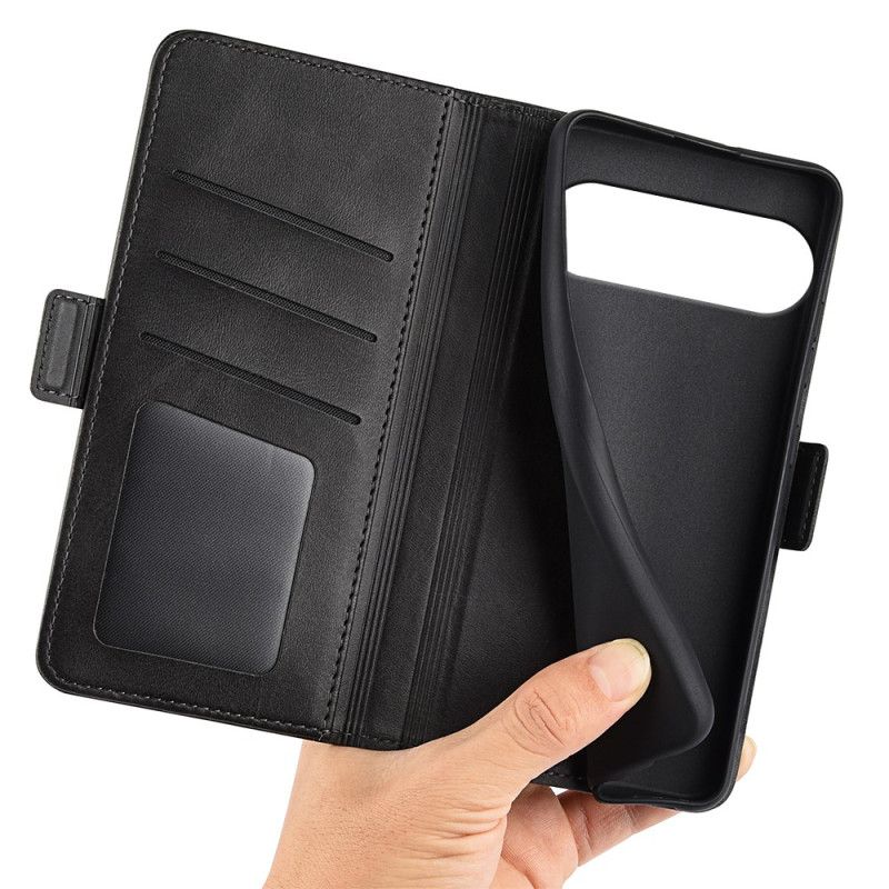 Lærdeksel Folio Deksel Google Pixel 10 / 10 Pro Mobildeksel Dobbel Lås