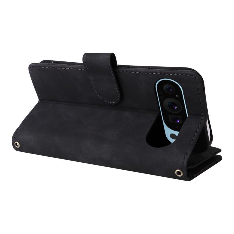 Lærdeksel Folio Deksel Google Pixel 10 / 10 Pro Mobildeksel Lommebok Med Glidelås