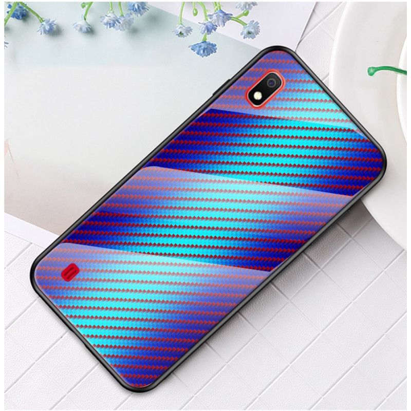 Deksel Samsung Galaxy A10 Svart Karbonfiber Herdet Glass