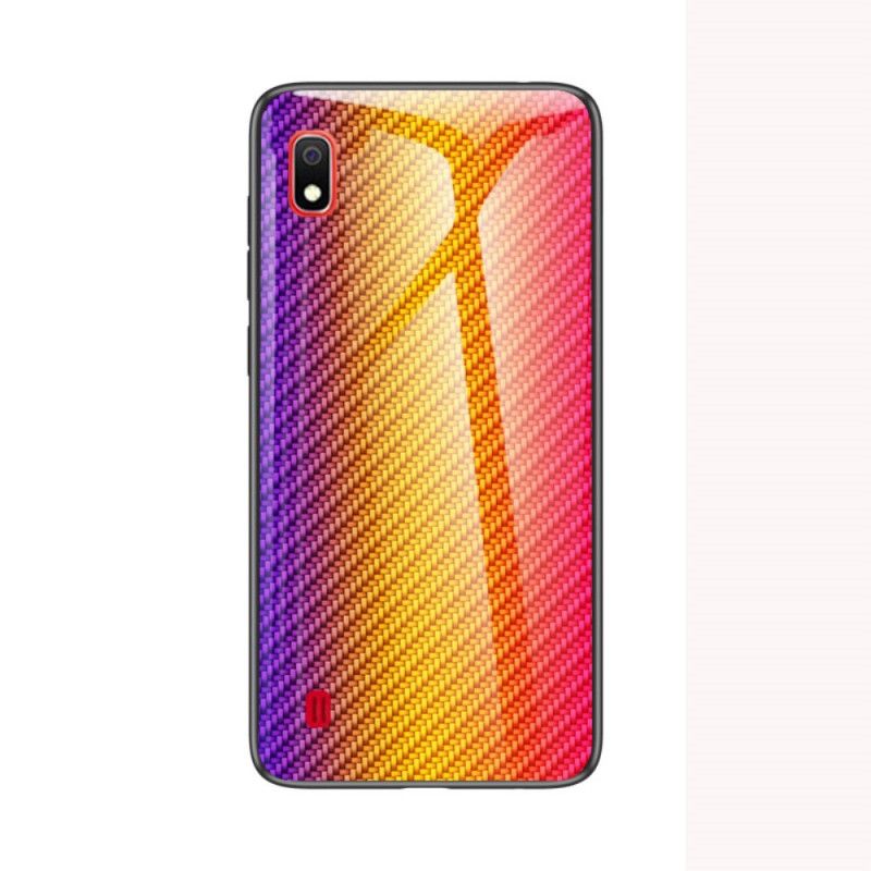 Deksel Samsung Galaxy A10 Svart Karbonfiber Herdet Glass