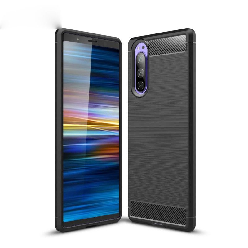 Deksel for Sony Xperia 5 Svart Børstet Karbonfiber