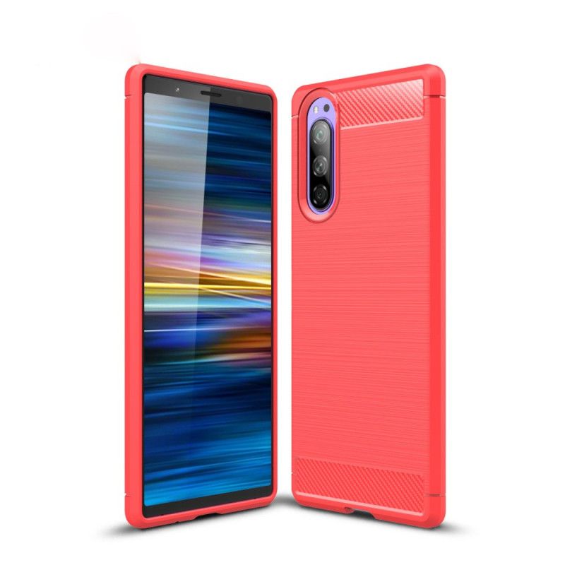 Deksel for Sony Xperia 5 Svart Børstet Karbonfiber