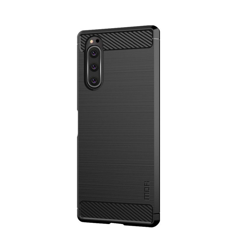 Deksel Sony Xperia 5 Svart Mobildeksel Mofi Børstet Karbonfiber