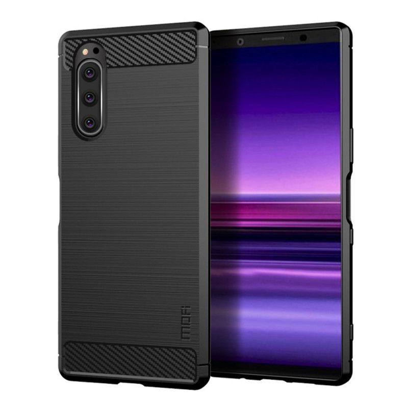 Deksel Sony Xperia 5 Svart Mobildeksel Mofi Børstet Karbonfiber