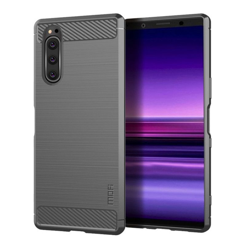 Deksel Sony Xperia 5 Svart Mobildeksel Mofi Børstet Karbonfiber