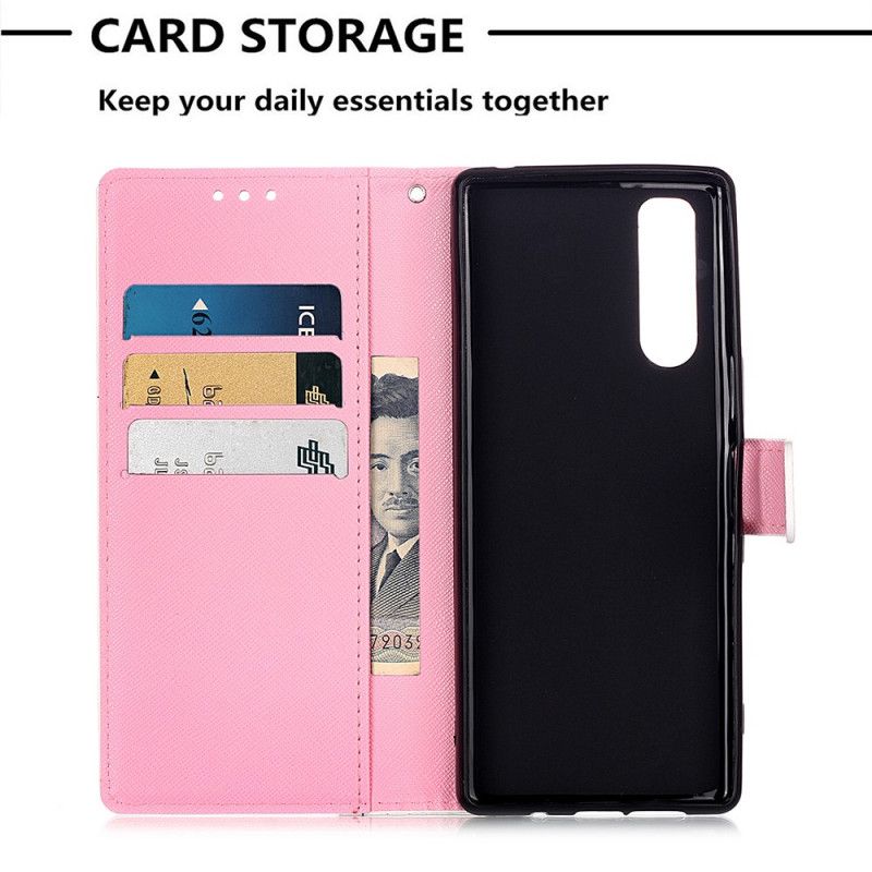 Folio Deksel for Sony Xperia 5 Akvarellvalmue