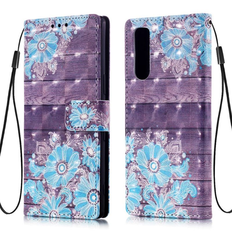 Folio Deksel Sony Xperia 5 Blå Blomster