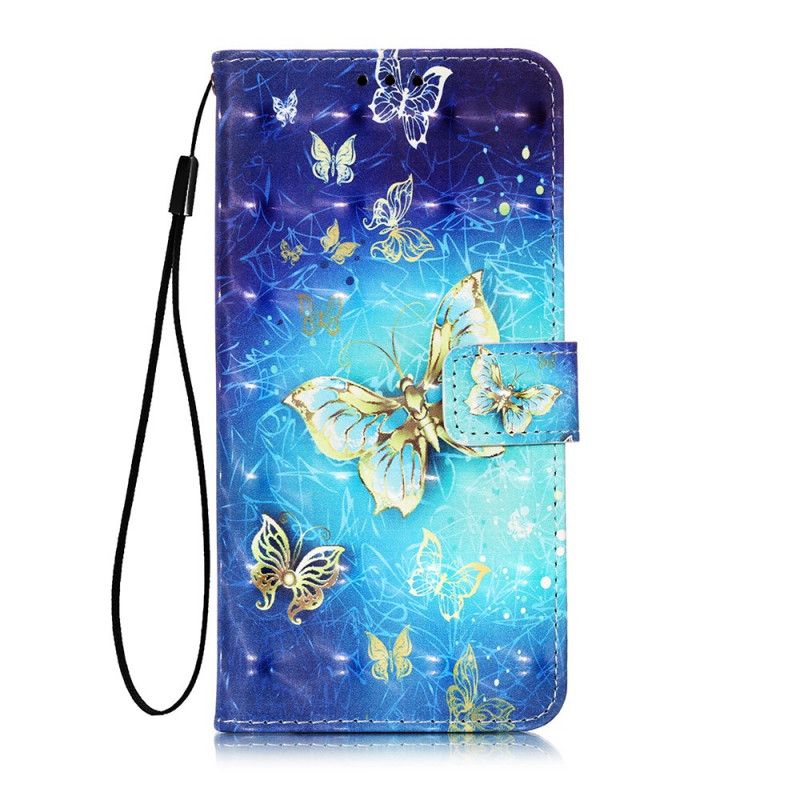 Folio Deksel Sony Xperia 5 Gyldne Sommerfugler Anti-fall
