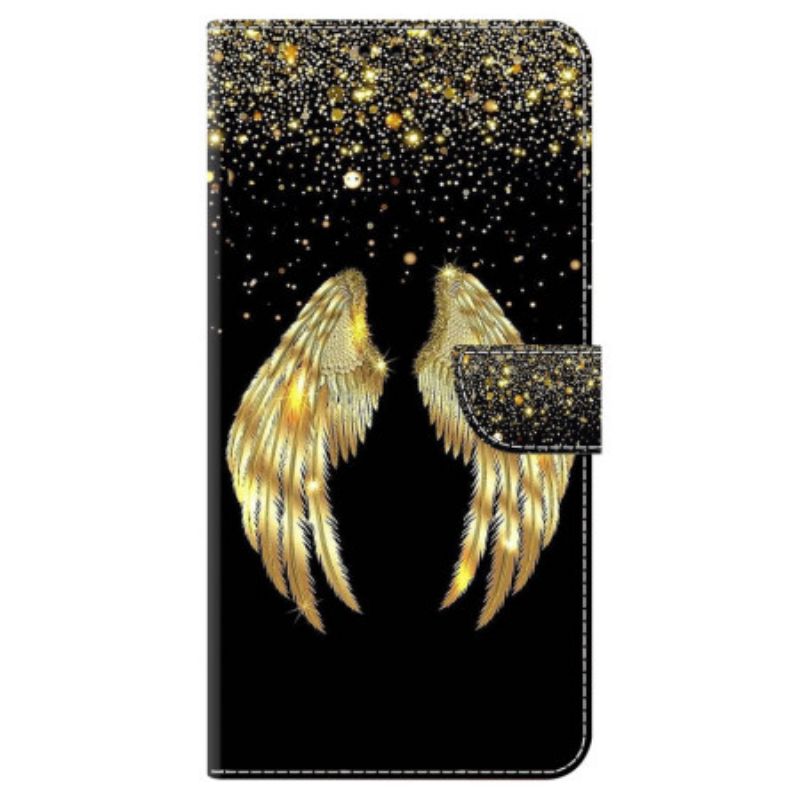 Lærdeksel Folio Deksel Xiaomi 14 Mobildeksel Gylne Vinger