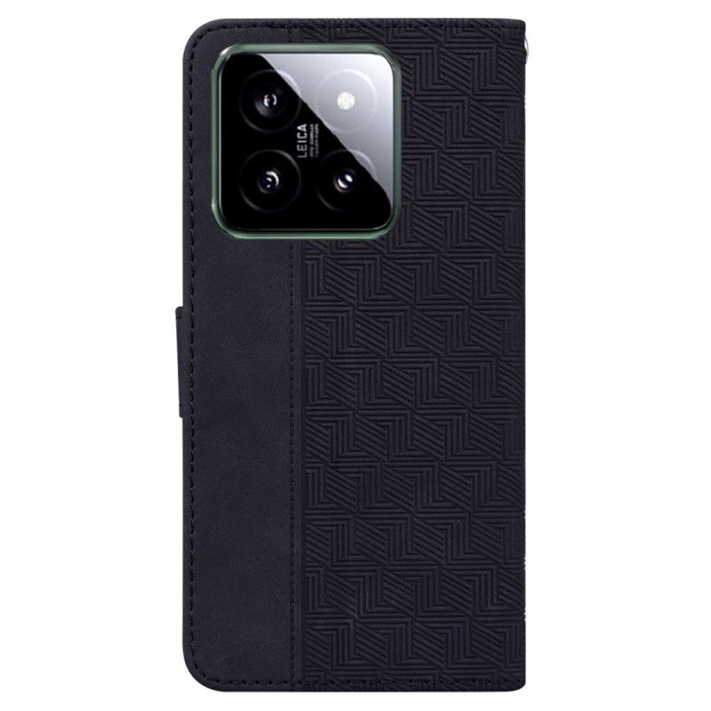 Lærdeksel Folio Deksel Xiaomi 14 Mobildeksel Strappy Vevd Mønster