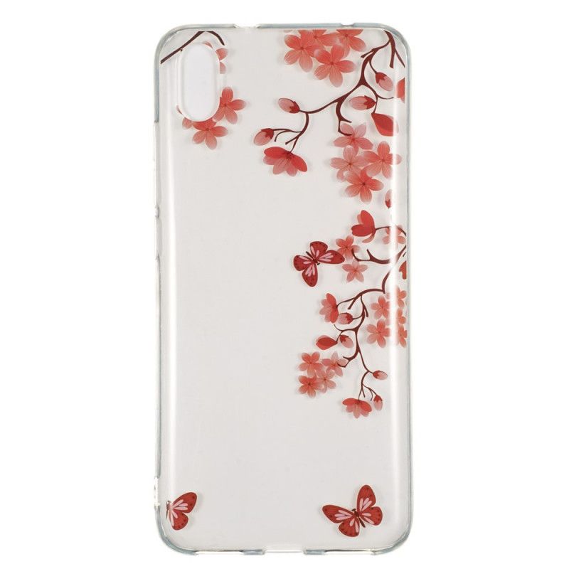 Deksel Xiaomi Redmi 7A Rød Gjennomsiktig Blomstrende Tre Anti-fall