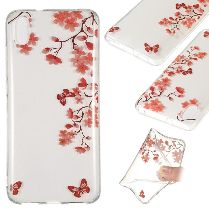 Deksel Xiaomi Redmi 7A Rød Gjennomsiktig Blomstrende Tre Anti-fall