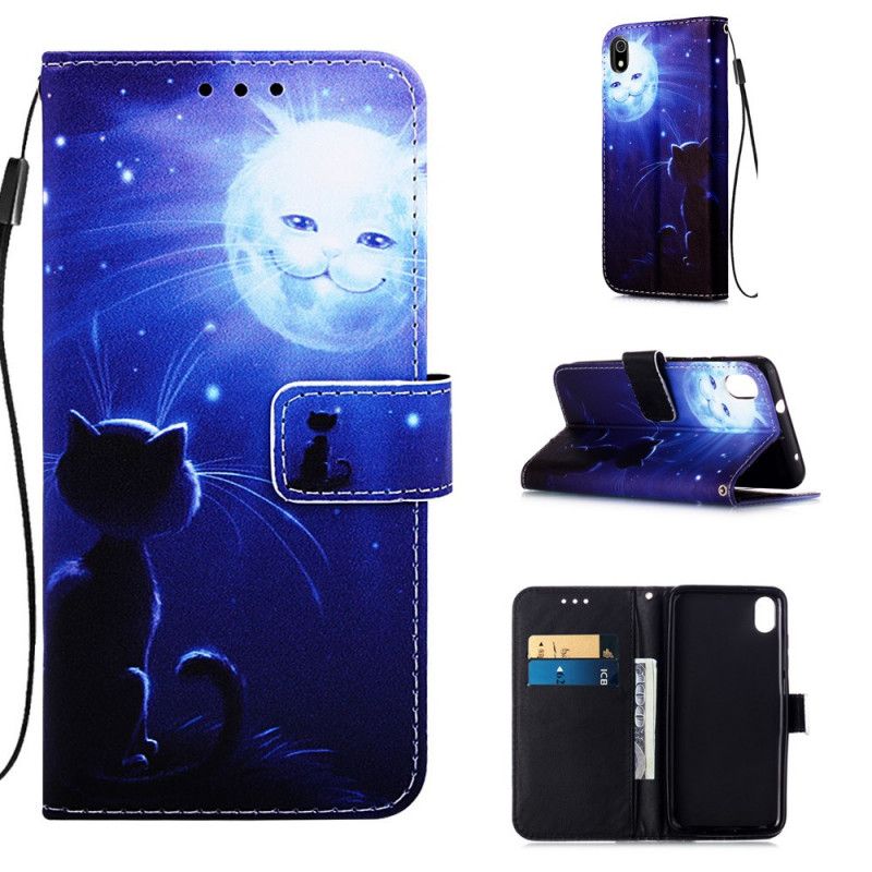 Folio Deksel Xiaomi Redmi 7A Månelys Katt Med Tanga