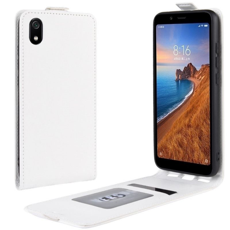 Lærdeksel Folio Deksel Xiaomi Redmi 7A Svart Mobildeksel Sammenleggbar Skinneffekt