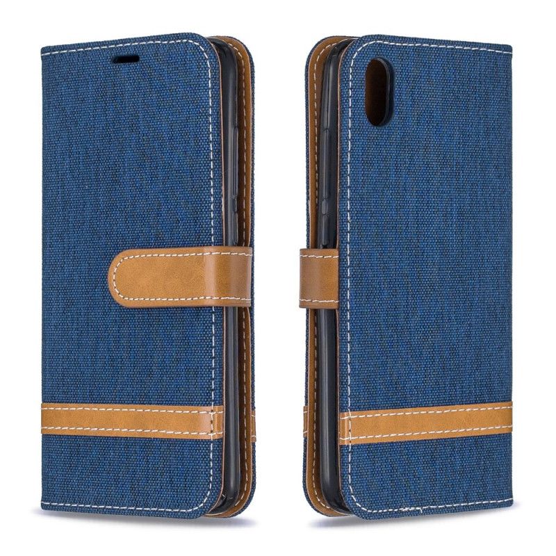 Lærdeksel Folio Deksel Xiaomi Redmi 7A Svart Stoff Og Læreffekt Med Tanga