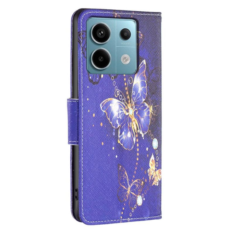 Lærdeksel Folio Deksel Xiaomi Redmi Note 13 Pro 5g Mobildeksel Lilla Sommerfugler