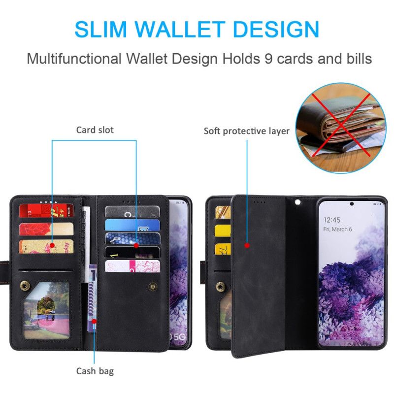 Folio Deksel for Samsung Galaxy S20 Plus / S20 Plus 5G Svart Forsterkede Konturer Glidelåslomme