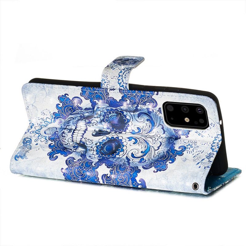 Folio Deksel Samsung Galaxy S20 Plus / S20 Plus 5G Blå Hodeskalle