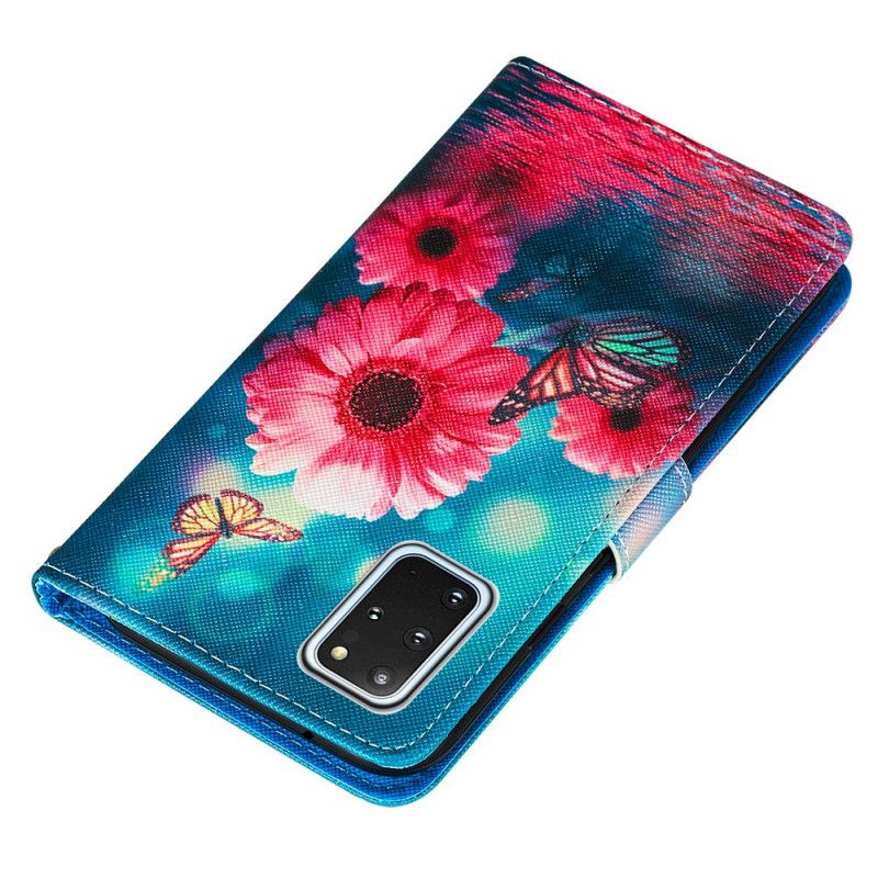 Folio Deksel Samsung Galaxy S20 Plus / S20 Plus 5G Blomster Og Sommerfugler
