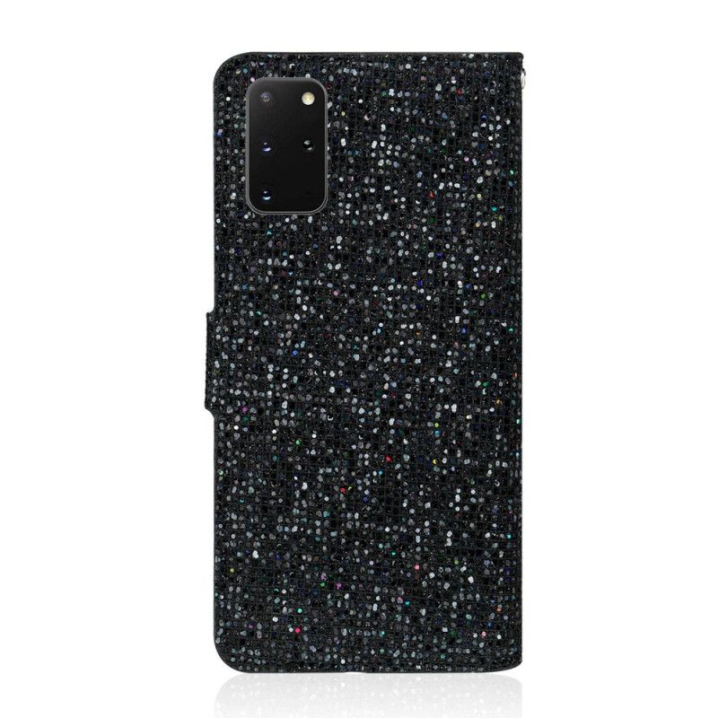 Folio Deksel Samsung Galaxy S20 Plus / S20 Plus 5G Svart Glitter S Design